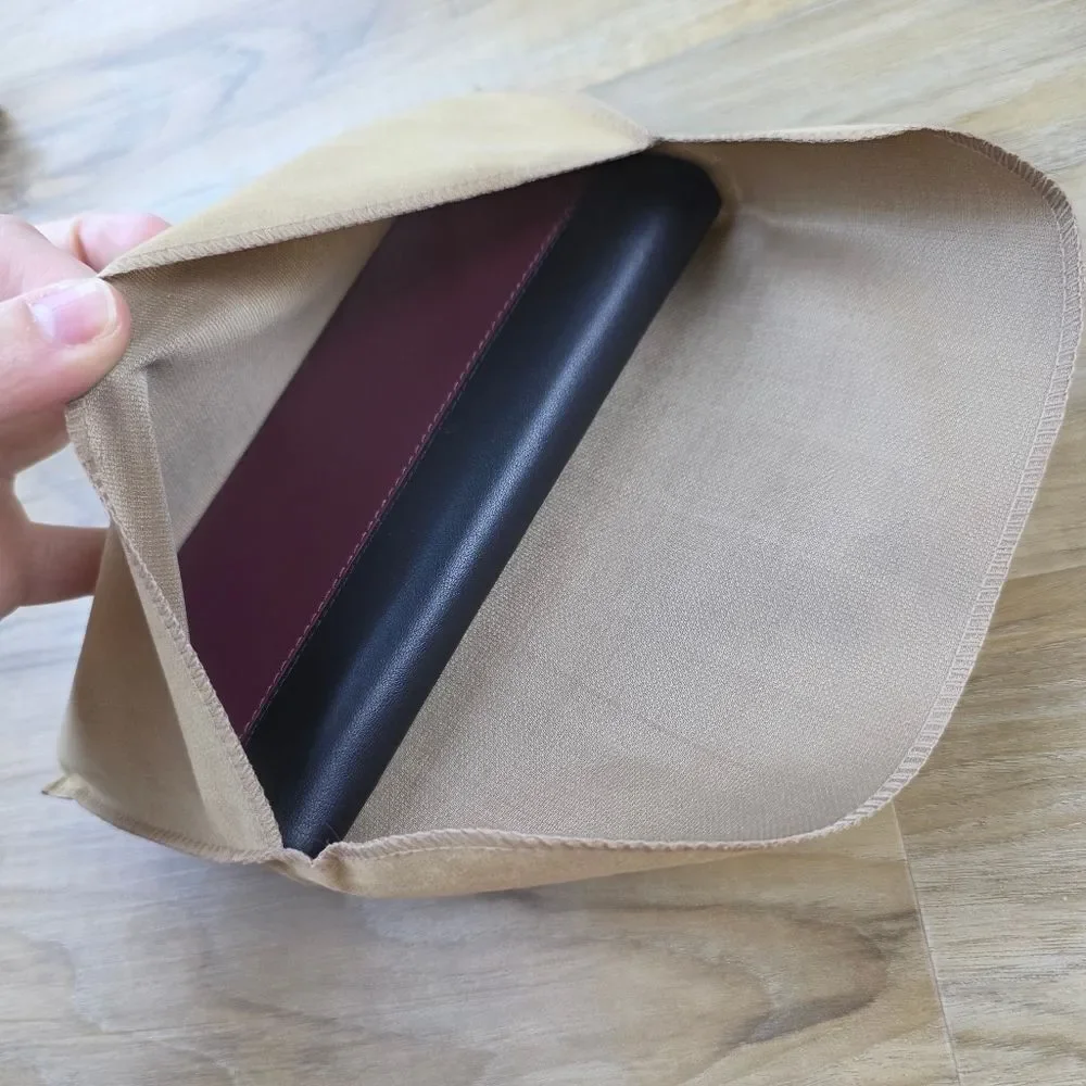 🩵⏭️NIB Black & Burgundy Italian Leather RFID Blocking Long Bi-Fold Wallet